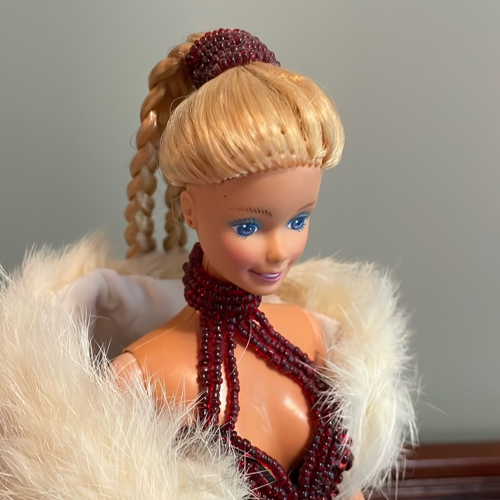 1980s Barbie wearing handmade outfit with real fur. - Picture 2 of 16
